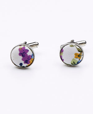 Boutons de Manchette Liberty Blanc n°3 en Coton | Charles - Unipap's