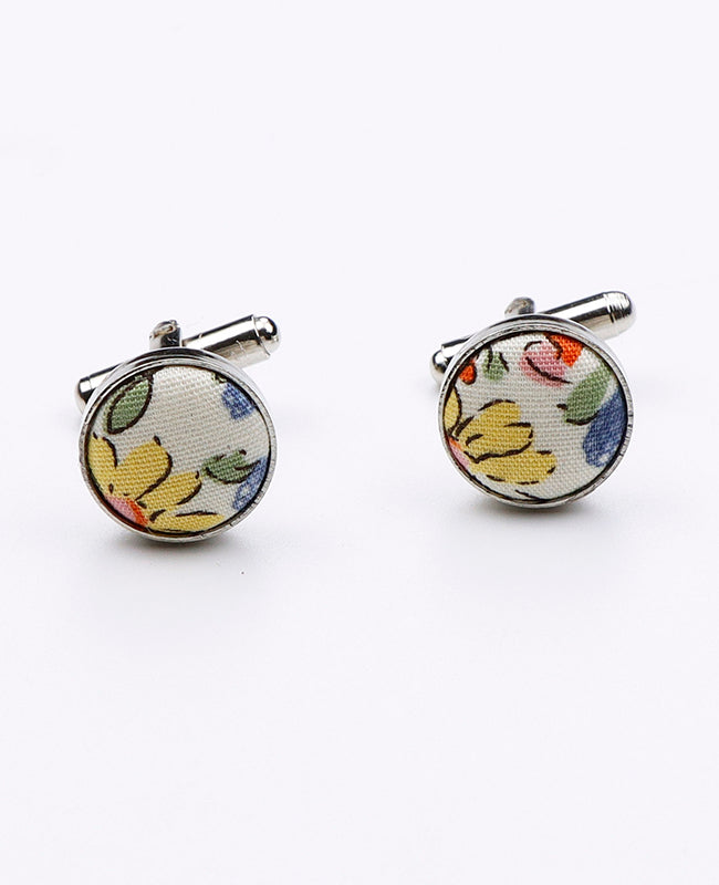 Boutons de Manchette Liberty Blanc n°5 en Coton «Charles»
