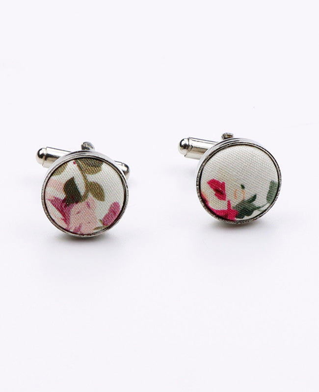 Boutons de Manchette Liberty Blanc n°6 en Coton | Charles - Unipap's