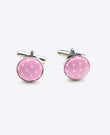 Manschettknapp Rosa nr 1 med prickar i polyester «Louis»