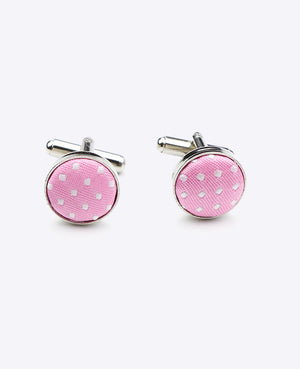 Boutons de Manchette Rose n°1 à Pois en Polyester «Louis»
