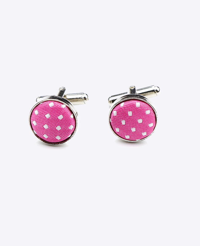 Manschettknapp Rosa nr 2 med prickar i polyester «Louis»