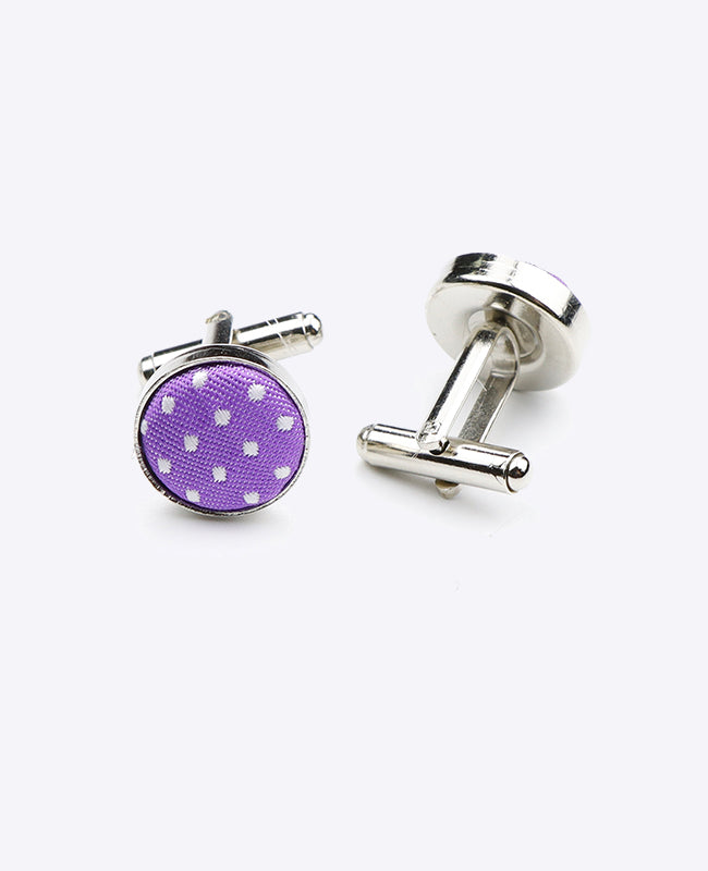 Boutons de Manchette Violet n°1 à Pois en Polyester «Louis»