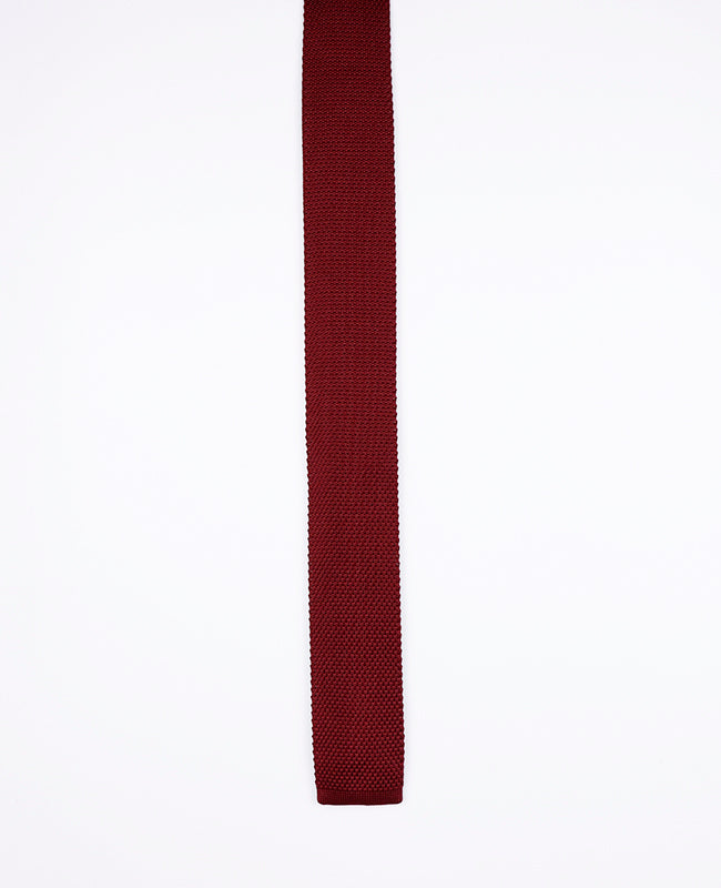 Röd Stickad Slips n°1 Herr «Léon»