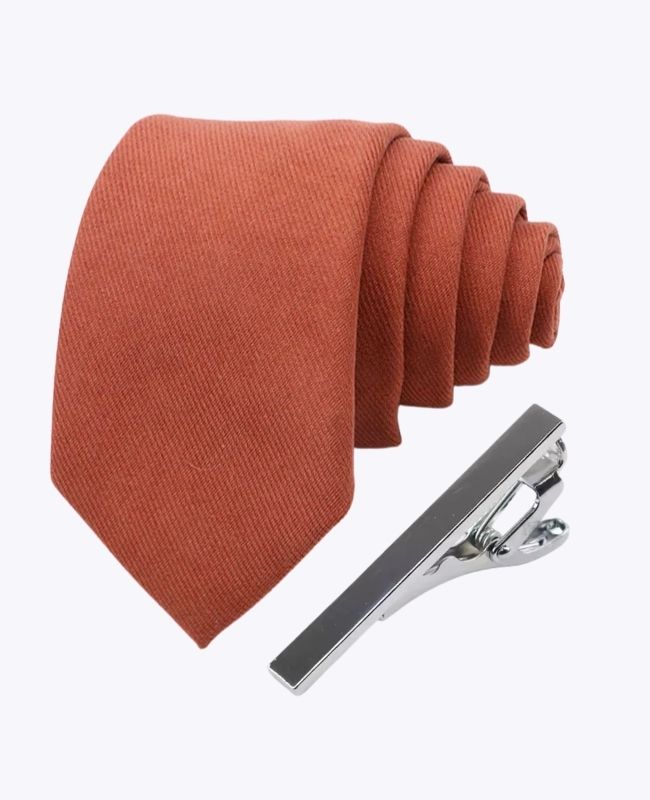 Slips + Slipsnål Terracotta n°3 Herr i Sammetslook «Simon»