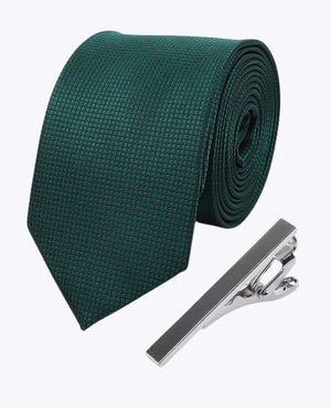 Slips + Slipsnål Grön n°2 Herr i Polyester «Martin»
