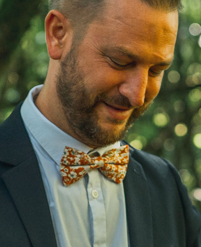 Noeuds Papillon Liberty Orange Père & Fils en Coton «Clovis»