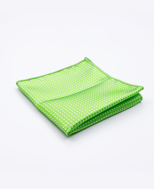 Grön kostymficknäsduk n°1 med prickar i polyester «Louis»
