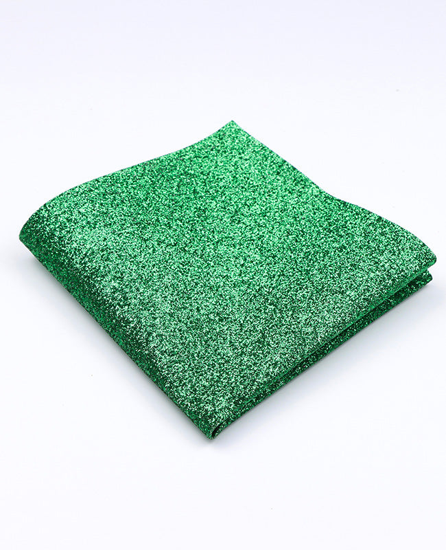 Kavajnäsduk med gröna paljetter nr 1 i polyester «Olive»