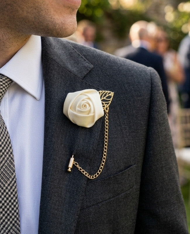 Blomknappnål Beige Herr «Alfred»