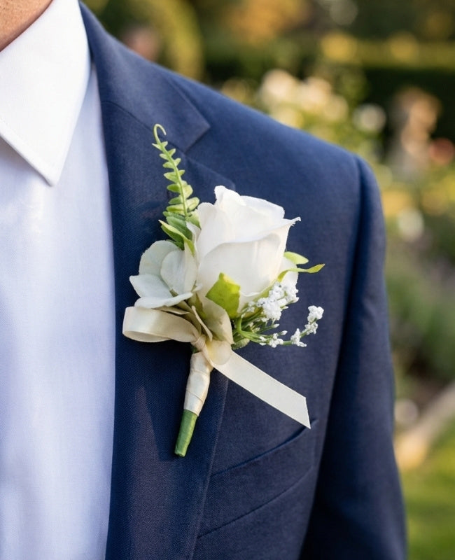 Blomknappnål Beige Herr «Gabriel»