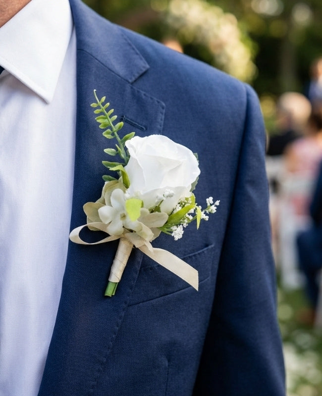 Boutonnière Blomma Vit Herr «Gabriel»
