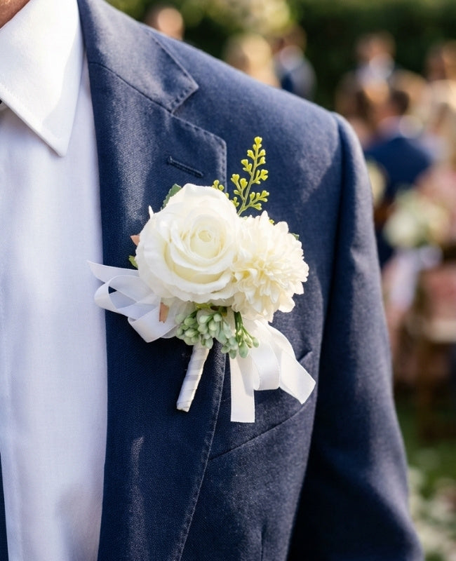 Boutonnière Blomma Vit Herr «Valentin»