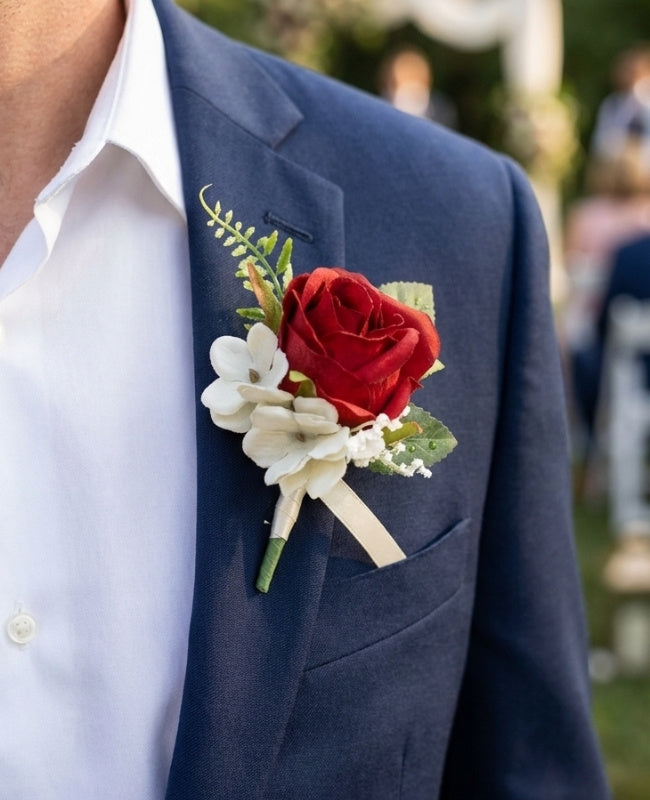 Boutonnière Fleur Rouge Homme «Gabriel»