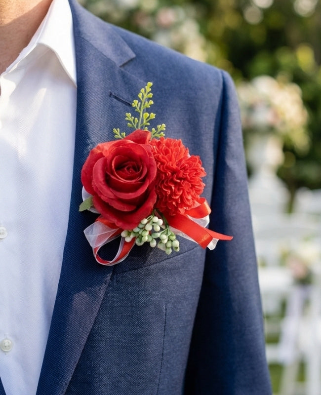 Boutonnière Blomma Röd Herr «Valentin»