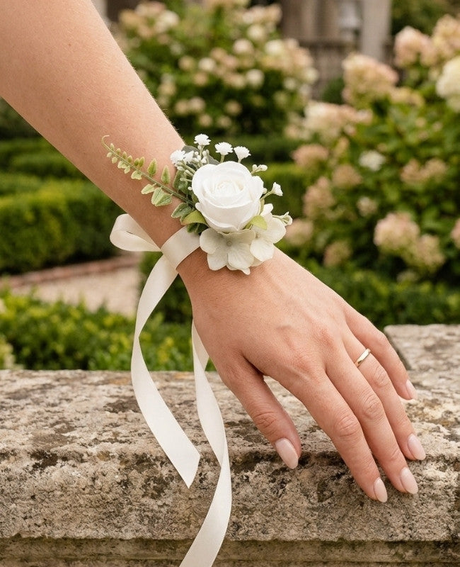 Blomsterarmband Vitt Dam "Gabriel"