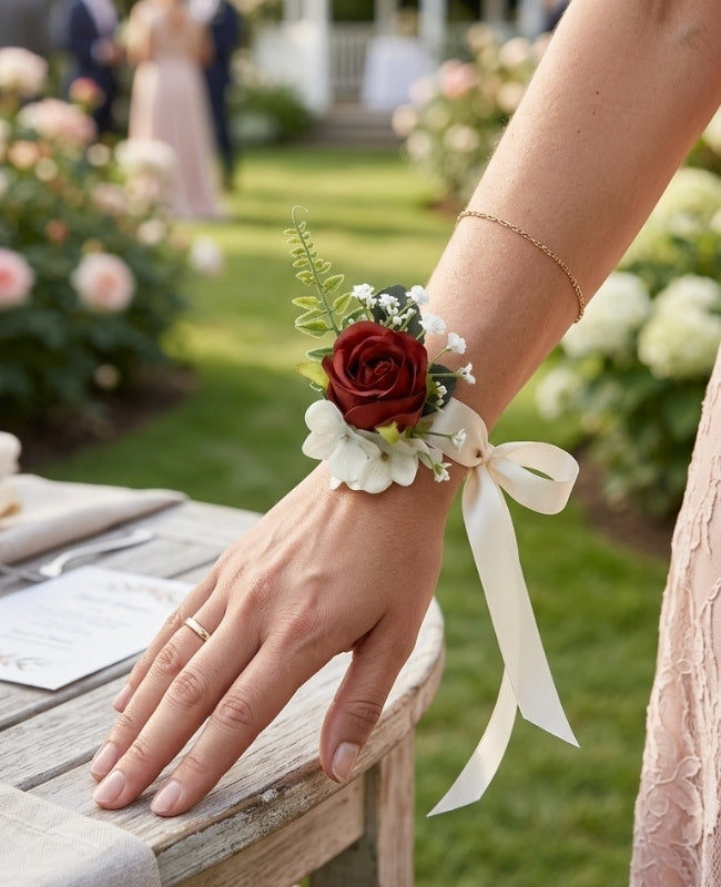 Blomsterarmband Rött Dam "Gabriel"