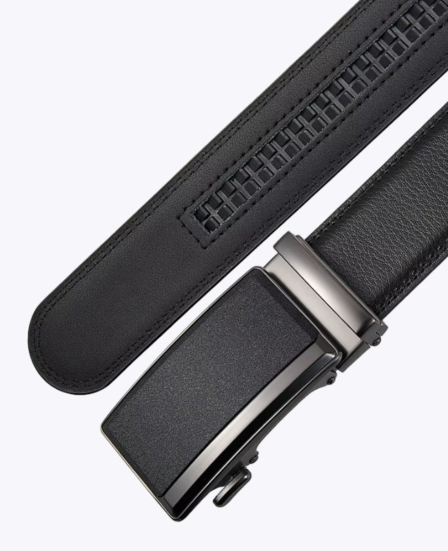 Ceinture Homme Noir en Cuir Sans Trou "Marceau"