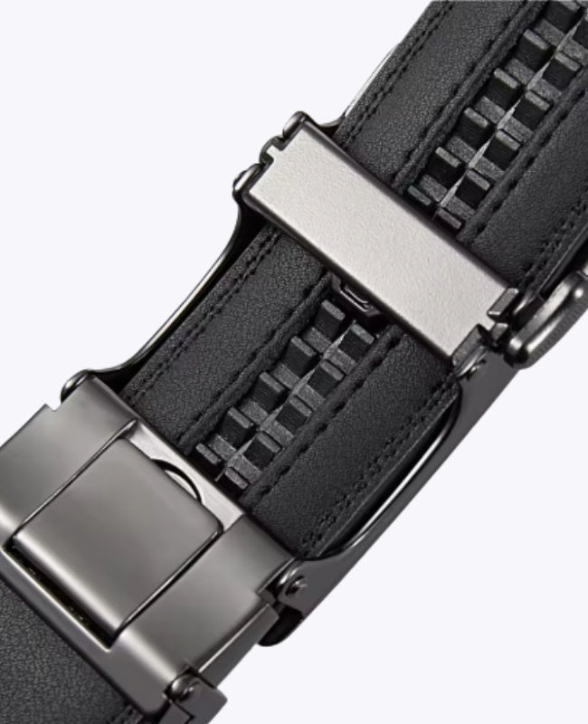 Ceinture Homme Noir en Cuir Sans Trou "Marceau"