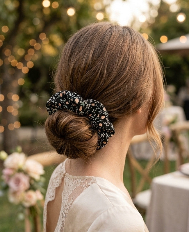 Scrunchie Svart Liberty n°4 Dam «Suzanne»