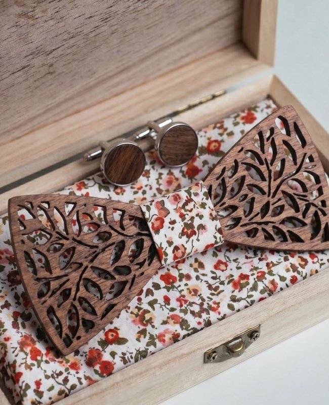 Coffret Noeud Papillon Liberty Homme en Bois «Ulysse»