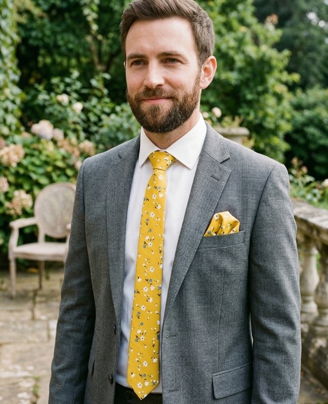 Cravate Liberty Jaune Homme en Coton «Gaspard»