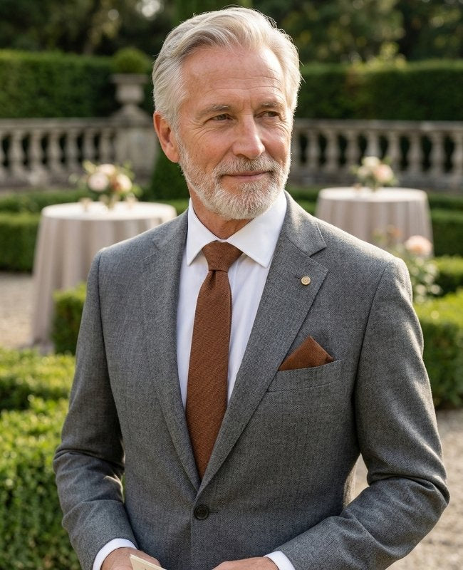 Cravate Marron n°1 Homme en Lin «Basile»