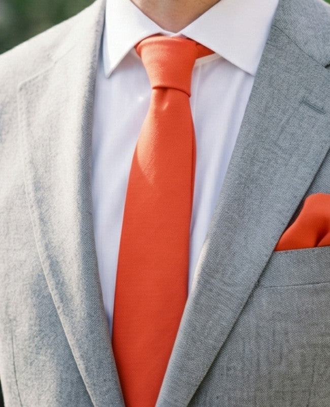 Cravate Orange n°1 Homme en Lin «Basile»