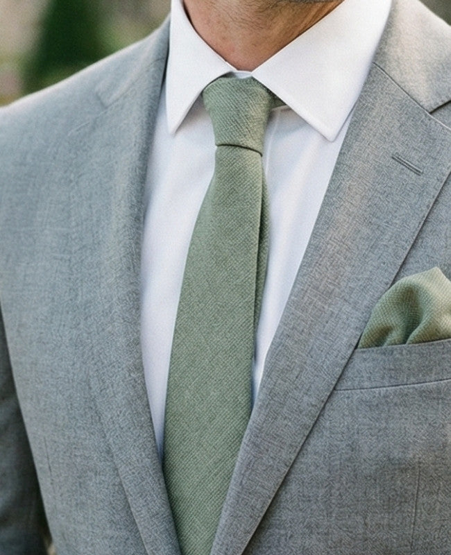 Cravate Vert n°2 Homme en Coton «Edgard»