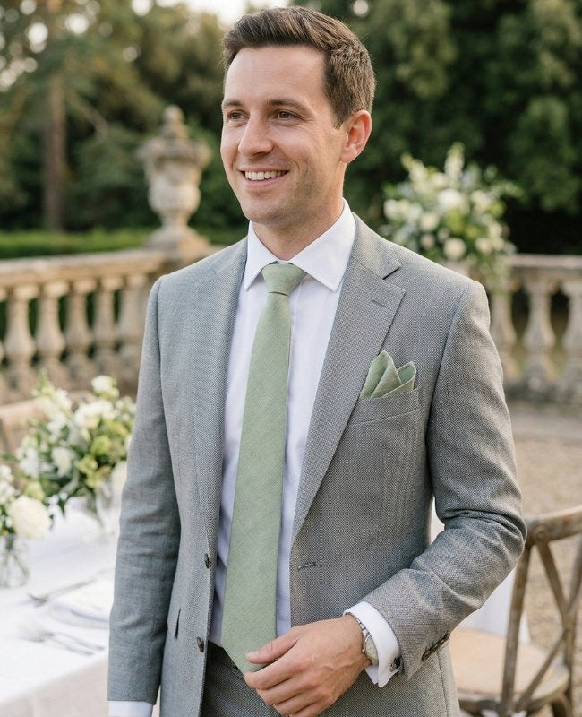 Cravate Vert n°2 Homme en Coton «Oscar»