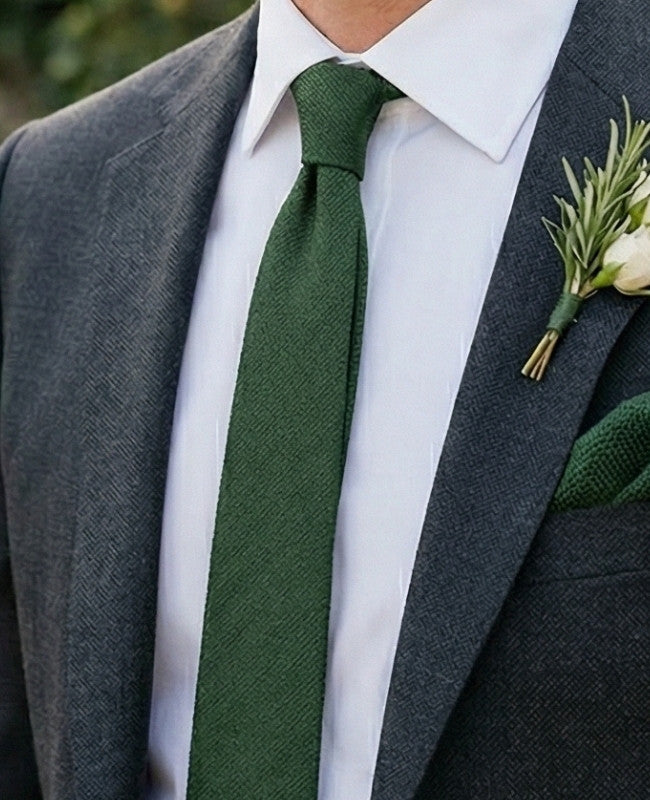 Cravate Vert n°2 Homme en Lin «Basile»