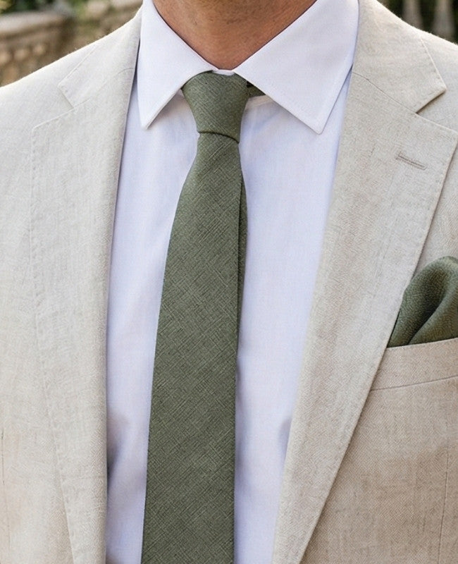 Cravate Vert n°5 Homme en Coton «Oscar»