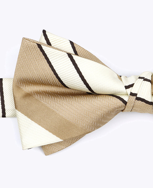 Fluga beige nr 1 randig i polyester «Edmond»