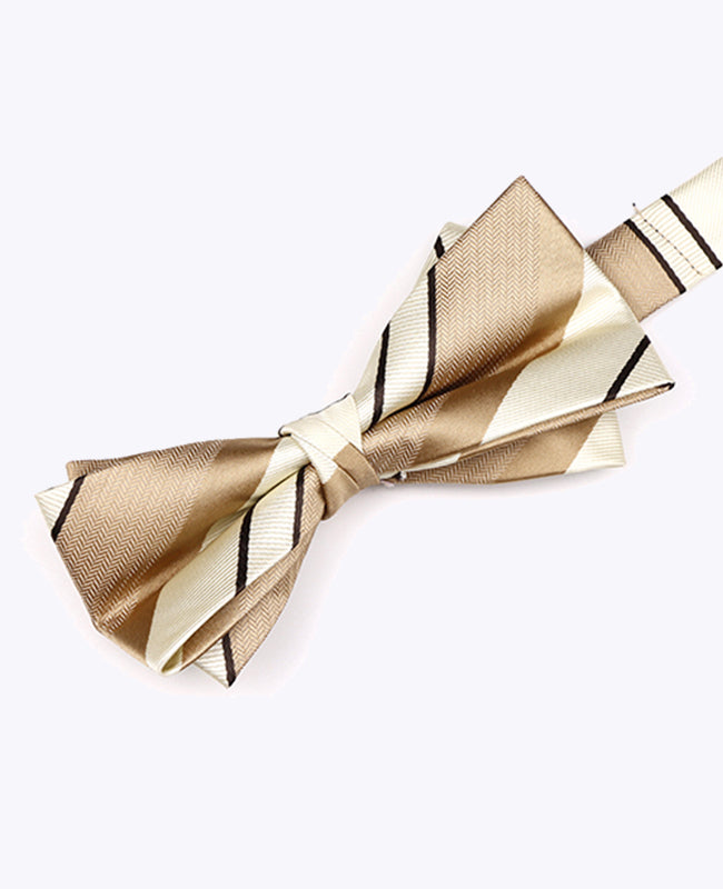 Fluga Beige nr 1 randig Herr i Polyester «Edmond»