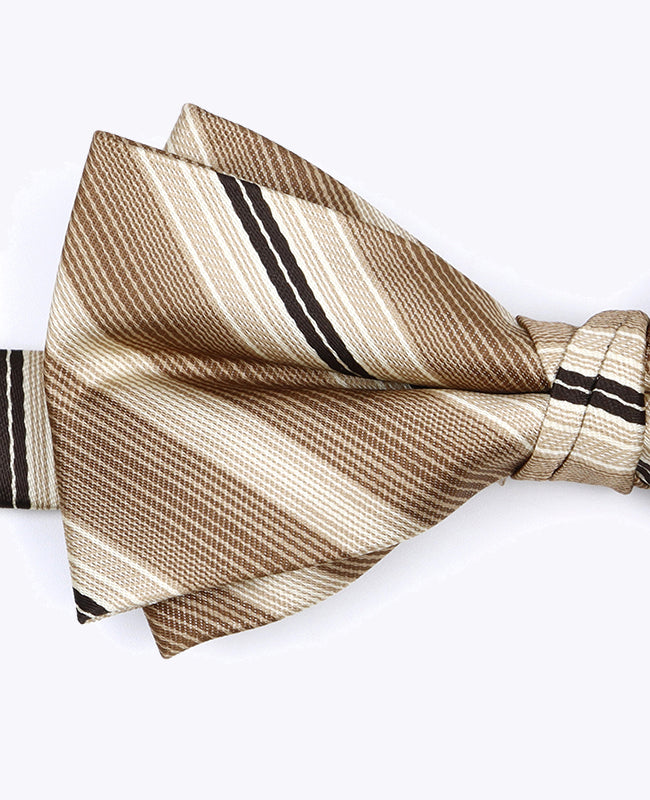 Fluga beige nr 2 randig i polyester «Edmond»