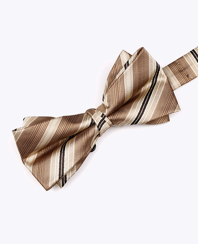 Fluga Beige nr 2 randig Herr i Polyester «Edmond»