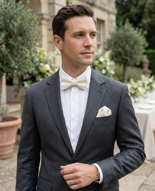 Noeud Papillon Blanc n°1 Homme en Lin «Basile»