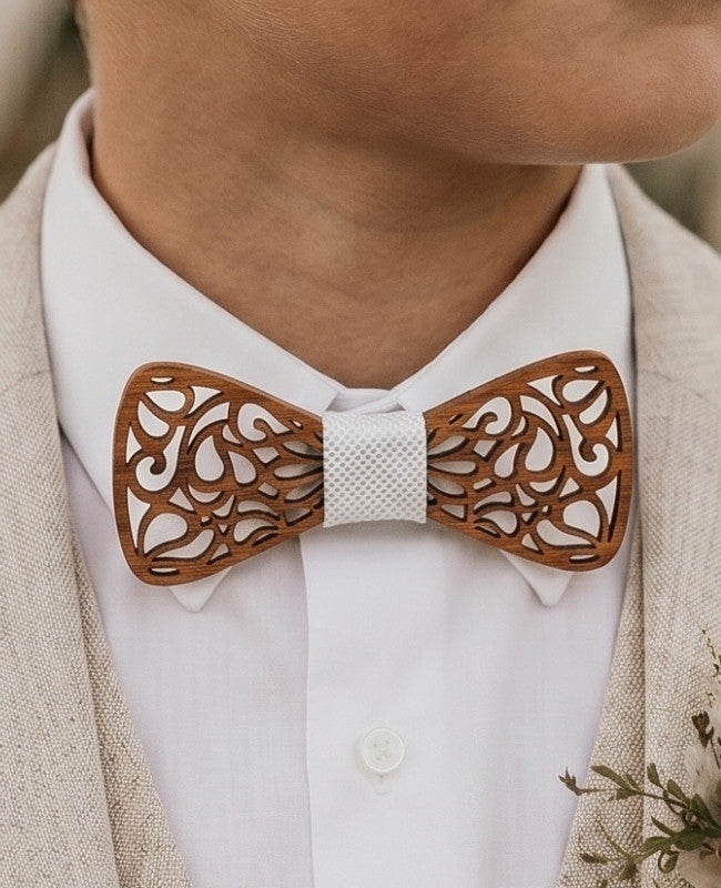 Noeud Papillon Blanc Enfant en Bois «Hercule»