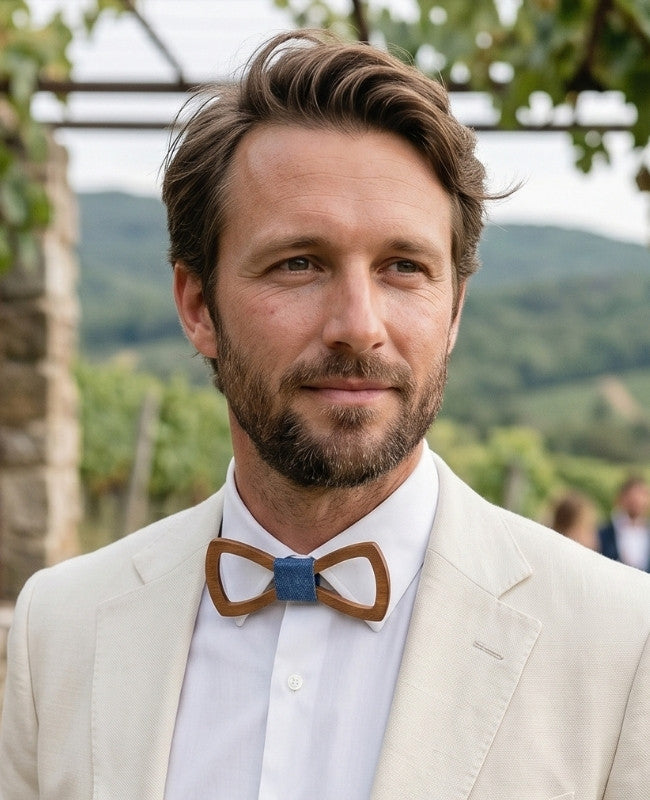 Noeud Papillon Bleu Homme en Bois «Émile»