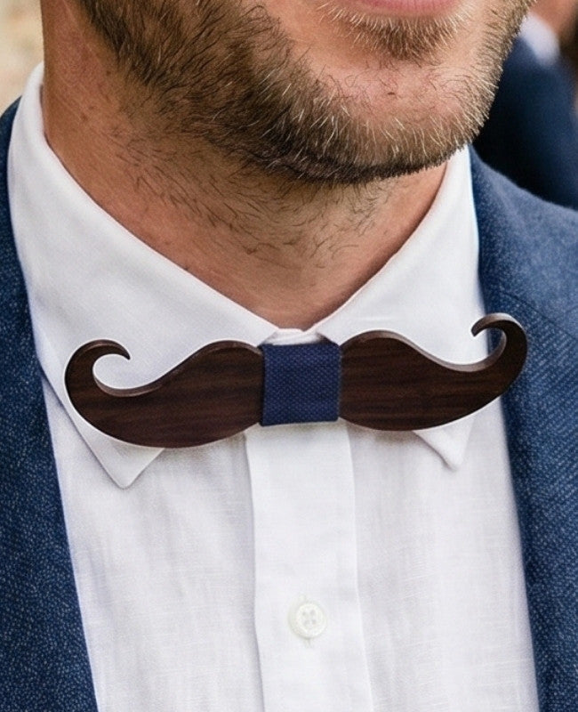 Noeud Papillon Bleu Homme en Bois «Théophile»