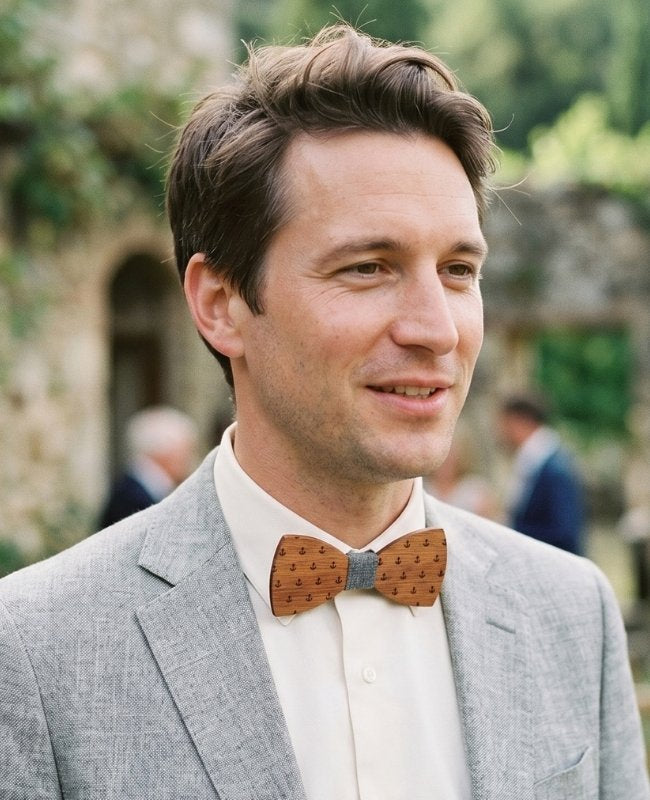 Noeud Papillon Gris Homme en Bois «Côme»