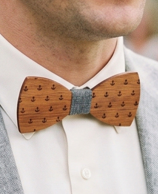 Noeud Papillon Gris Homme en Bois «Côme»