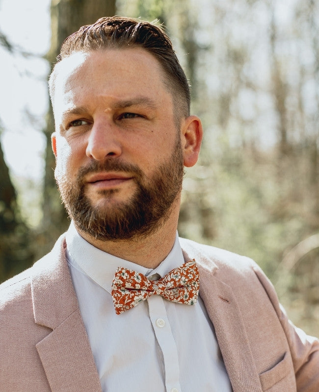 Noeud Papillon Liberty Orange Homme en Coton «Clovis»