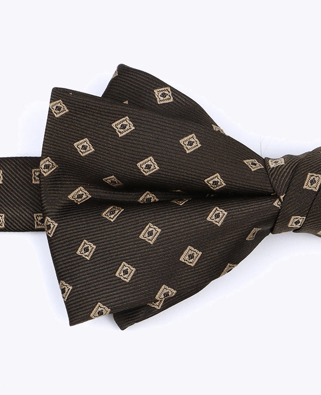 Fluga Brun n°2 Herr mönstrad i Polyester «Edmond»