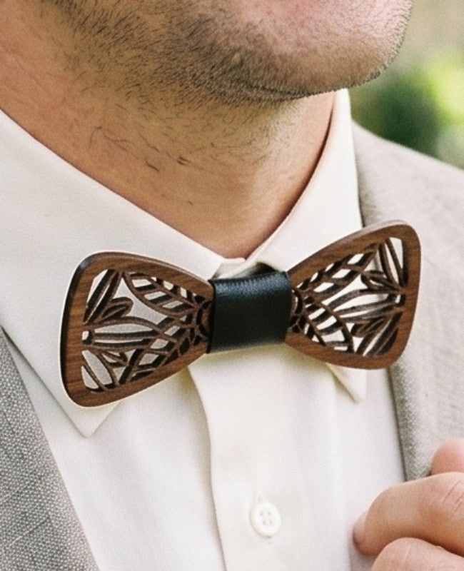Noeud Papillon Noir Homme en Bois «César»