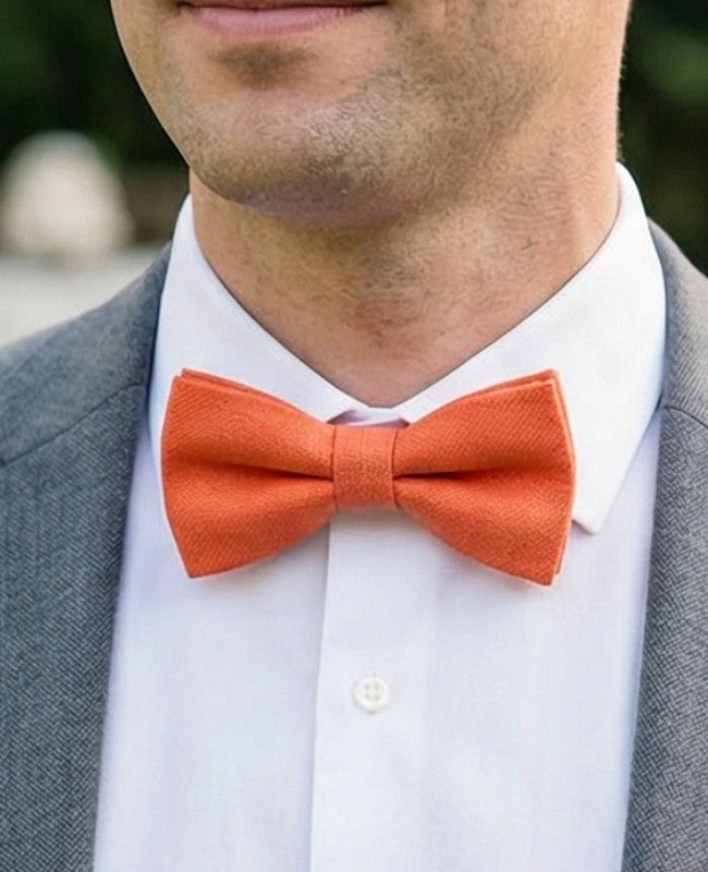 Noeud Papillon Orange n°1 Homme en Lin «Basile»