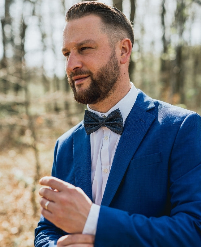 Noeud Papillon à Paillettes Bleu n°4 Homme en Polyester «Olive»