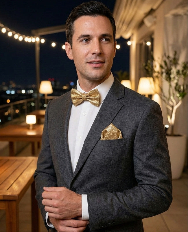 Noeud Papillon à Paillettes Doré n°4 Homme en Polyester «Olive»