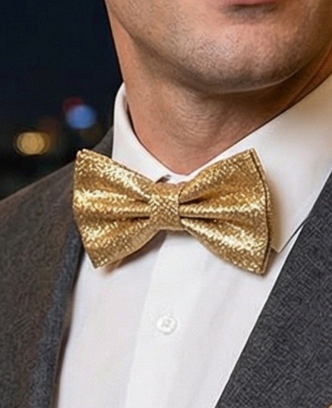 Noeud Papillon à Paillettes Doré n°4 Homme en Polyester «Olive»