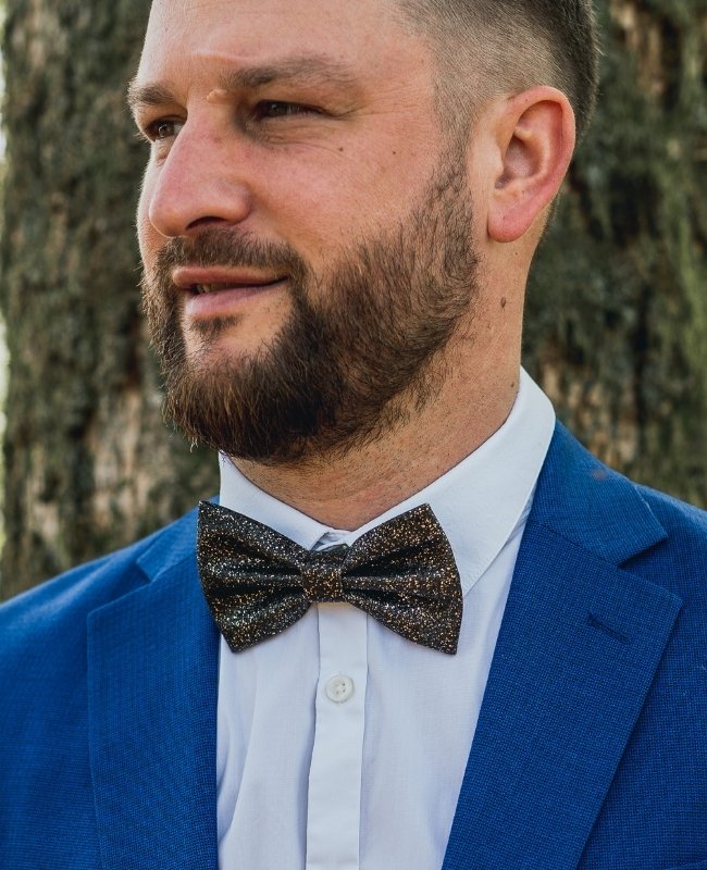 Noeud Papillon à Paillettes Noir n°2 Homme en Polyester «Olive»